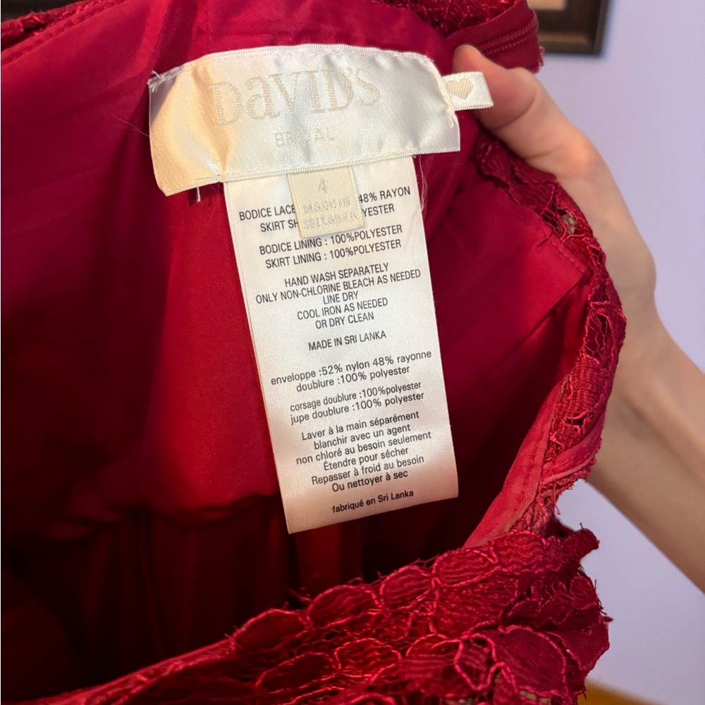 David’s Bridal One-Shoulder Lace Bridesmaid Dress - Picture 6 of 6